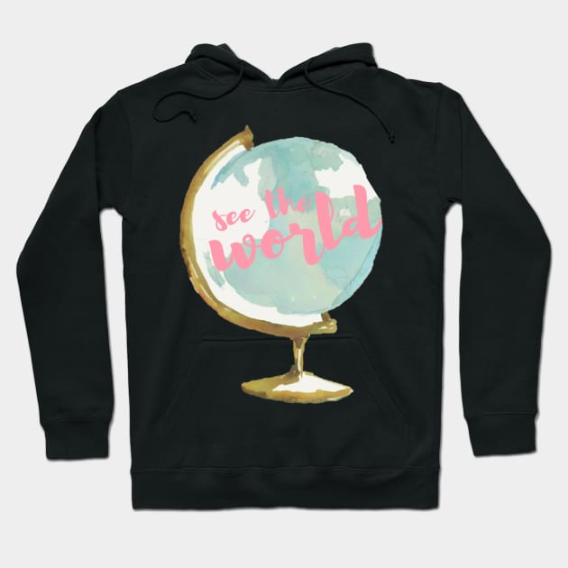 See the World Watercolor Globe Hoodie by annmariestowe